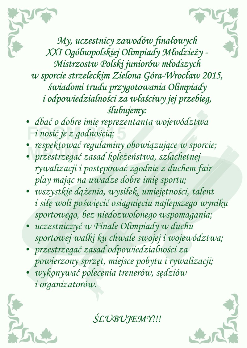 slubowanie zawodnicy